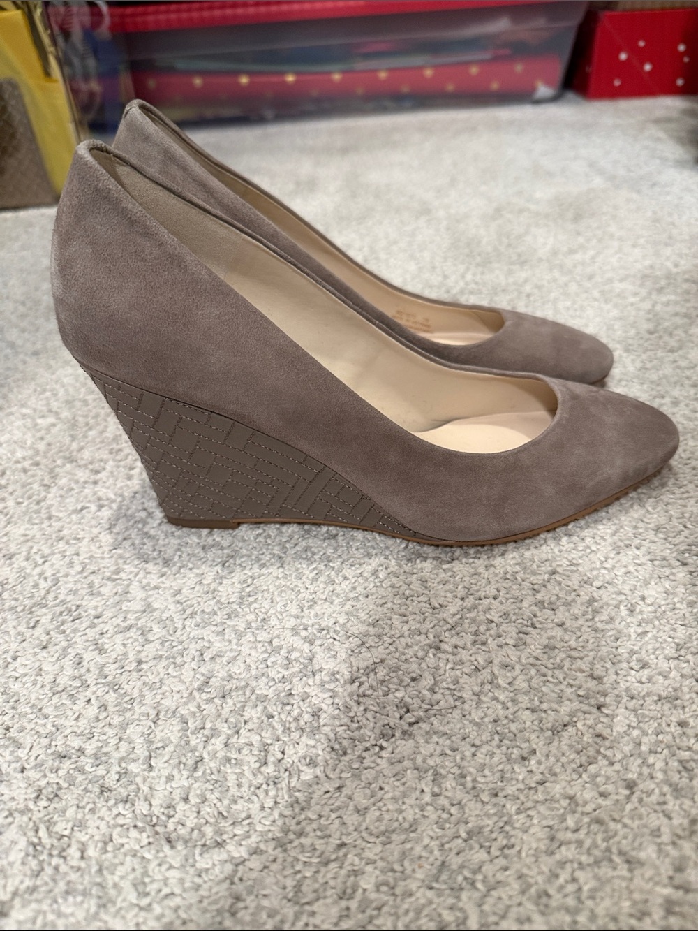 Cole Haan Taupe Suede Wedge Heels
